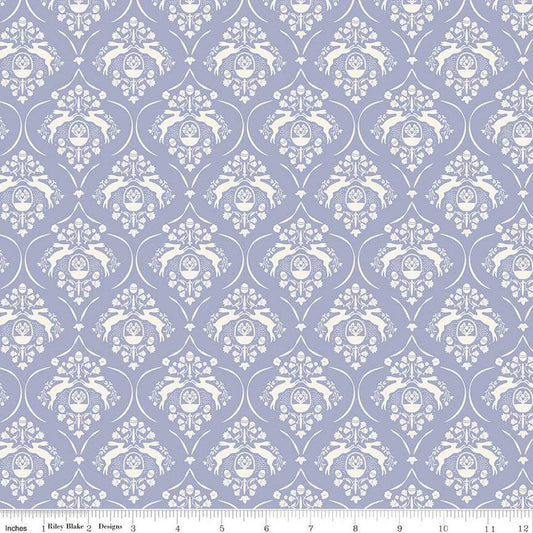 34" End of Bolt - SALE Springtime Damask C12811 Lilac by Riley Blake Designs - Flowers Rabbits Eggs Baskets Easter - Quilting Cotton Fabric