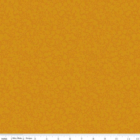 Fat Quarter End of Bolt - SALE The Wiltshire Shadow Collection 01666510A Mustard - Riley Blake - Leaf Berries - Liberty - Quilting Cotton