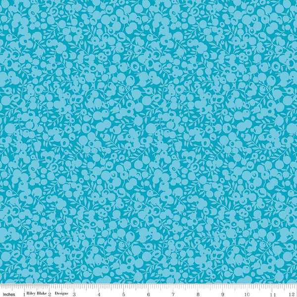 CLEARANCE 14" End of Bolt - The Wiltshire Shadow Collection 01666544A Pool Blue - Riley Blake - Tonal Leaves Liberty Quilting Cotton Fabric