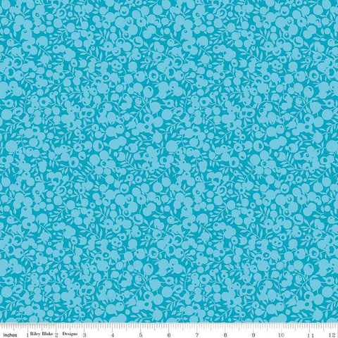 CLEARANCE 14" End of Bolt - The Wiltshire Shadow Collection 01666544A Pool Blue - Riley Blake - Tonal Leaves Liberty Quilting Cotton Fabric