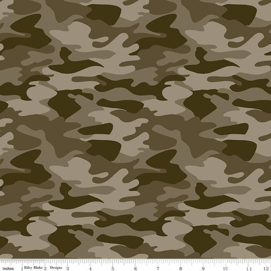 35" End of Bolt - SALE Big Game Camo C12972 Brown - Riley Blake Designs - Camouflage - Quilting Cotton Fabric