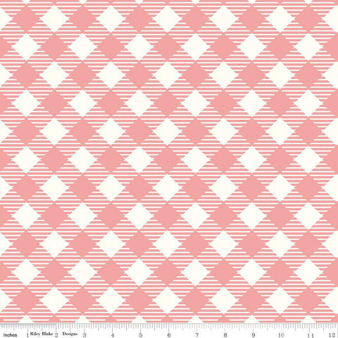 2yds 27" End of Bolt Piece - Bee Ginghams WIDE BACK WB12562 Coral - Riley Blake - 107/108" Wide 3/4" Check - Quilting Cotton Fabric