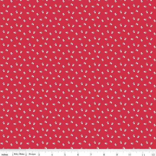 Fat Quarter End of Bolt - SALE Cheerfully Red Flowers C13316 Red - Riley Blake Designs - Flower Floral - Quilting Cotton Fabric
