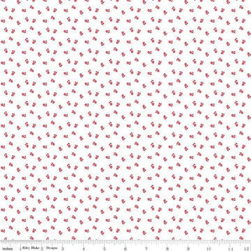13" End of Bolt - Cheerfully Red Flowers C13316 White - Riley Blake Designs - Flower Floral - Quilting Cotton Fabric