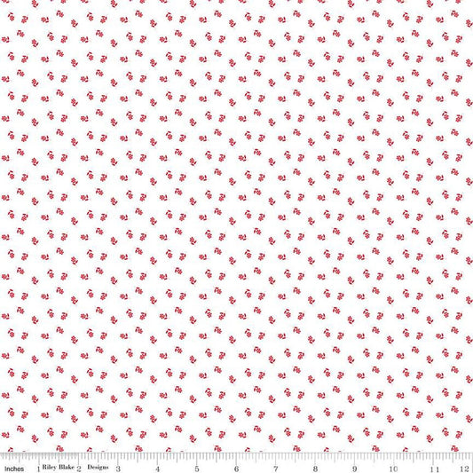 13" End of Bolt - Cheerfully Red Flowers C13316 White - Riley Blake Designs - Flower Floral - Quilting Cotton Fabric