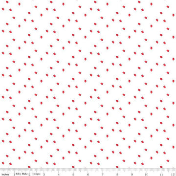 23" End of Bolt - Cheerfully Red Berries C13317 White - Riley Blake Designs - Berry - Quilting Cotton Fabric