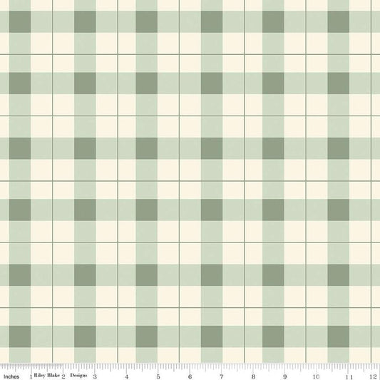 28" End of Bolt - Gingham Fields Plaid C13353 Cream - Riley Blake Designs - Geometric - Quilting Cotton Fabric
