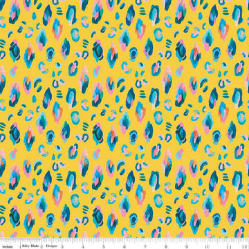 31" End of Bolt - CLEARANCE Kindness, Always Leopard CD13023 Yellow - Riley Blake - DIGITALLY PRINTED Leopard Spots - Quilting Cotton