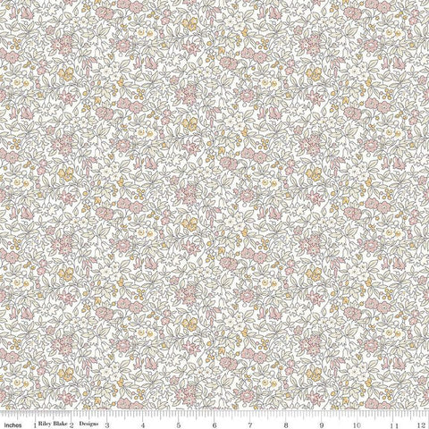 Fat Quarter End of Bolt -  Flower Show Pebble Forget Me Not Blossom A 01666839A - Riley Blake  Floral Liberty Fabrics Quilting Cotton Fabric