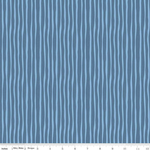 Hoist the Sails Stripes C12984 Denim by Riley Blake Designs - Wavy Stripe Striped - Quilting Cotton Fabric