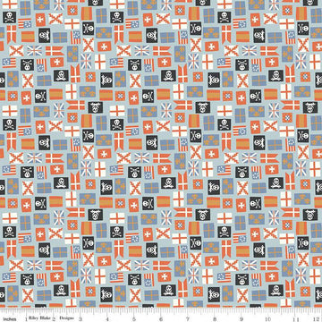 SALE Hoist the Sails Flags C12986 Mist - Riley Blake Designs - Ship Flag - Quilting Cotton Fabric