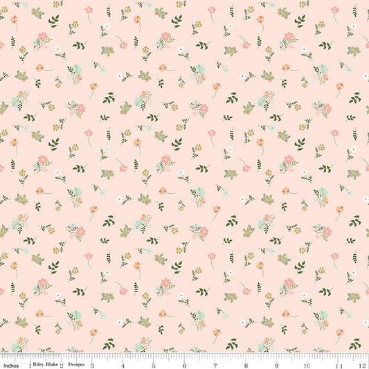 33" End of Bolt Piece - SALE Wild and Free Flower Toss C12932 Blush - Riley Blake Designs - Floral Flowers - Quilting Cotton Fabric