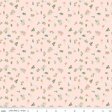 25" End of Bolt Piece - SALE Wild and Free Flower Toss C12932 Blush - Riley Blake Designs - Floral Flowers - Quilting Cotton Fabric