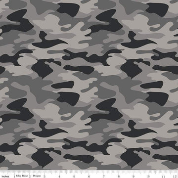 Fat Quarter End of Bolt - SALE Big Game Camo C12972 Gray - Riley Blake Designs - Camouflage - Quilting Cotton Fabric