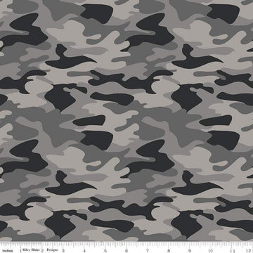Fat Quarter End of Bolt - SALE Big Game Camo C12972 Gray - Riley Blake Designs - Camouflage - Quilting Cotton Fabric