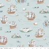 Hoist the Sails Main C12980 Mist - Riley Blake Designs - Ships Islands Whales Sea Dragons - Quilting Cotton Fabric
