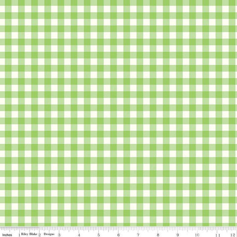 Fat Quarter End of Bolt - Gingham Cottage PRINTED Gingham C13014 Green - Riley Blake Designs - Green Cream Checks- Quilting Cotton Fabric