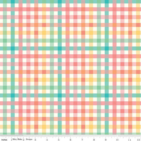 15" End of Bolt - Gingham Cottage PRINTED Gingham C13014 Multi - Riley Blake - Multiple Colors Cream Checks Check - Quilting Cotton Fabric