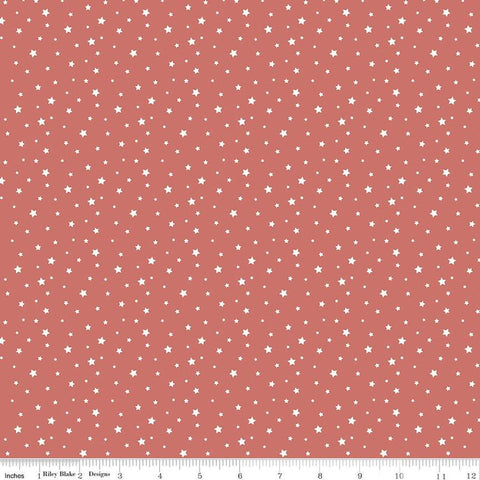 10" End of Bolt - Portsmouth Stars C12918 Red - Riley Blake - United States Flag Pin Dots Starbursts Patriotic - Quilting Cotton Fabric