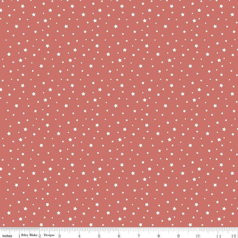 Fat Quarter End of Bolt - Portsmouth Stars C12918 Red - Riley Blake - United States Flag Dots Starbursts Patriotic - Quilting Cotton Fabric