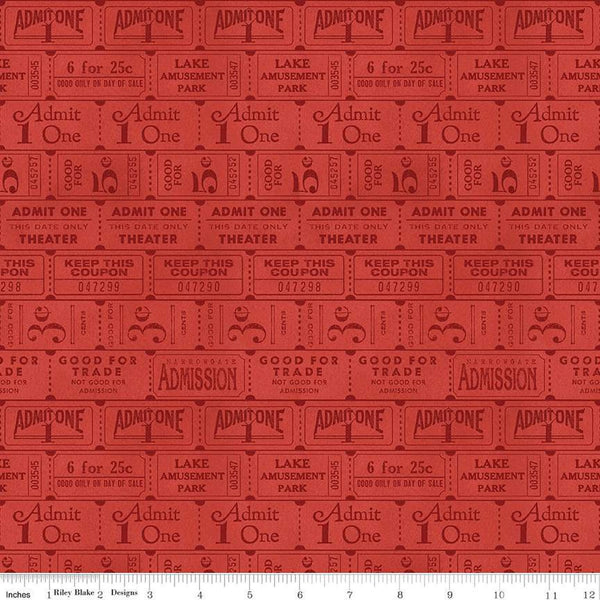 CLEARANCE Journal Basics Ticket Row C13053 Red by Riley Blake Designs - Rows of Tickets - Quilting Cotton Fabric