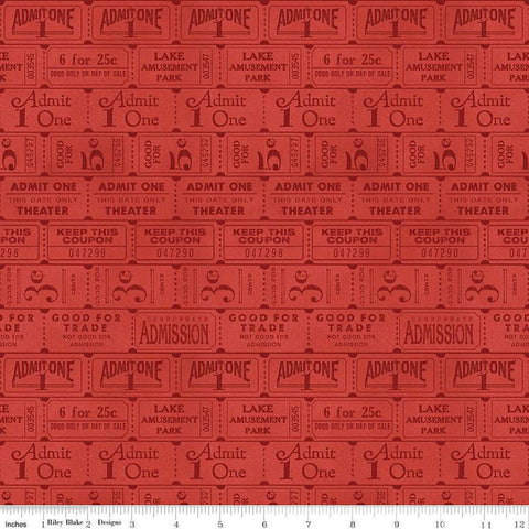 CLEARANCE Journal Basics Ticket Row C13053 Red by Riley Blake Designs - Rows of Tickets - Quilting Cotton Fabric