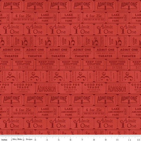 CLEARANCE Journal Basics Ticket Row C13053 Red by Riley Blake Designs - Rows of Tickets - Quilting Cotton Fabric