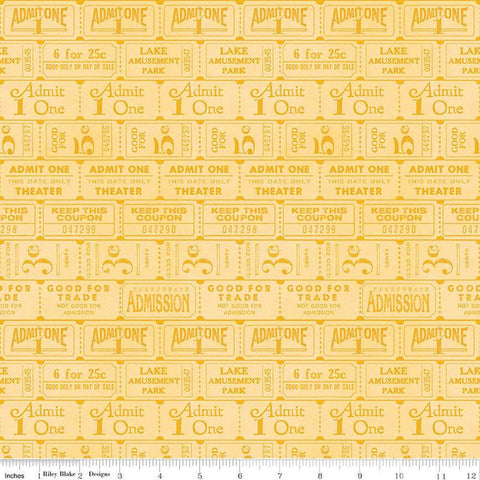 CLEARANCE Journal Basics Ticket Row C13053 Yellow by Riley Blake Designs - Rows of Tickets - Quilting Cotton Fabric