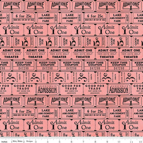 CLEARANCE Art Journal Ticket Rolls C13037 Coral by Riley Blake Designs - Rows of Tickets - Quilting Cotton Fabric