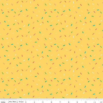 Fat Quarter End of Bolt - Gingham Cottage Confetti C13018 Yellow - Riley Blake Designs - Confetti Sprinkles - Quilting Cotton Fabric