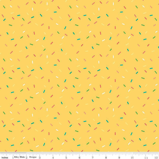 Fat Quarter End of Bolt - Gingham Cottage Confetti C13018 Yellow - Riley Blake Designs - Confetti Sprinkles - Quilting Cotton Fabric