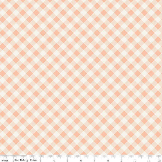 Fat Quarter End of Bolt - Ally's Garden PRINTED Gingham Blush - Riley Blake - Quilting Cotton Fabric