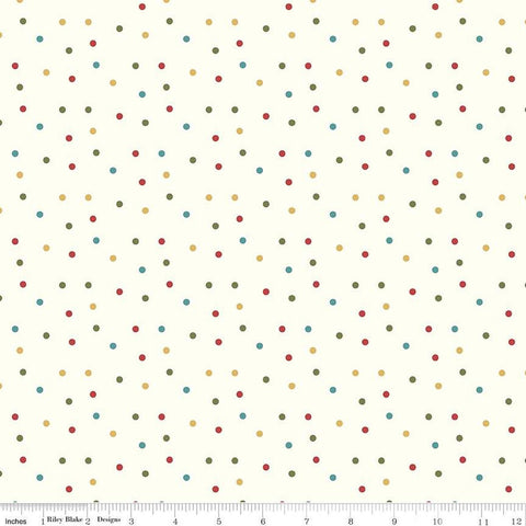 13" End of Bolt - SALE Ally's Garden Dots C13245 Cream by Riley Blake Designs - Polka Dot Dotted - Quilting Cotton Fabric