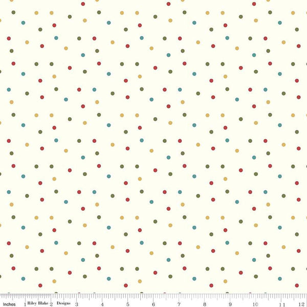 13" End of Bolt - SALE Ally's Garden Dots C13245 Cream by Riley Blake Designs - Polka Dot Dotted - Quilting Cotton Fabric