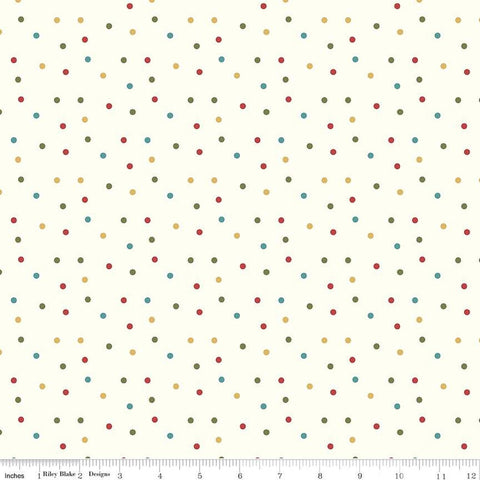 13" End of Bolt - SALE Ally's Garden Dots C13245 Cream by Riley Blake Designs - Polka Dot Dotted - Quilting Cotton Fabric