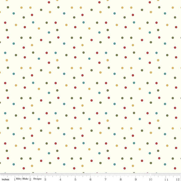 13" End of Bolt - SALE Ally's Garden Dots C13245 Cream by Riley Blake Designs - Polka Dot Dotted - Quilting Cotton Fabric