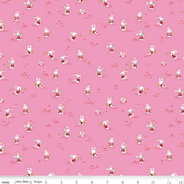 Down the Rabbit Hole Rabbit Chase C12944 Pink - Riley Blake Designs - Alice in Wonderland White Rabbit - Quilting Cotton Fabric