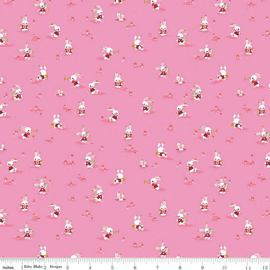 Down the Rabbit Hole Rabbit Chase C12944 Pink - Riley Blake Designs - Alice in Wonderland White Rabbit - Quilting Cotton Fabric