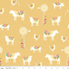 Fat Quarter End of Bolt - SALE Sweet Acres Farm C13211 Cornsilk - Riley Blake - Animals Flowers Chicken-Wire - Quilting Cotton Fabric