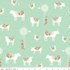 Fat Quarter End of Bolt - SALE Sweet Acres Farm C13211 Mint - Riley Blake - Animals Windmills Flowers Chicken-Wire - Quilting Cotton Fabric