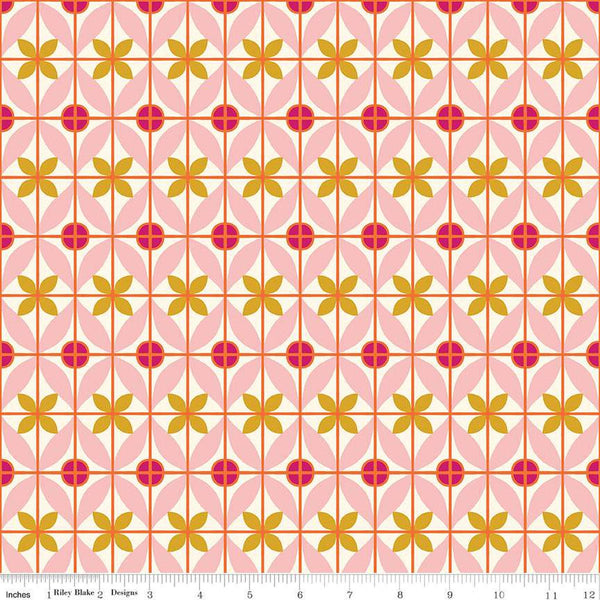 Fat Quarter End of Bolt - CLEARANCE Eden Tile C12922 Cream by Riley Blake Designs - Geometric - Quilting Cotton Fabric