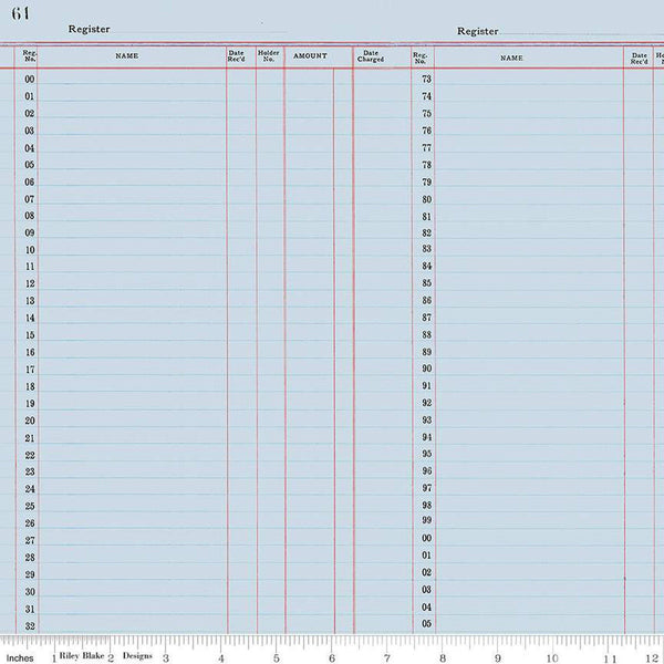 34" End of Bolt Piece - CLEARANCE Journal Basics Ledger Paper C13054 Blue by Riley Blake Designs - Quilting Cotton Fabric