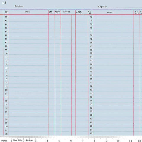 34" End of Bolt Piece - CLEARANCE Journal Basics Ledger Paper C13054 Blue by Riley Blake Designs - Quilting Cotton Fabric