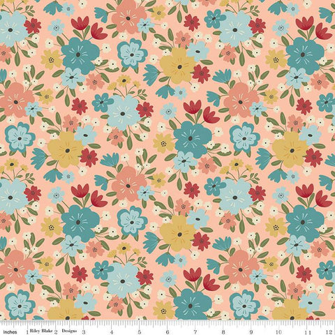 Fat Quarter End of Bolt Piece - Ally's Garden Main C13240 Blush by Riley Blake Designs - Floral Flowers - Quilting Cotton Fabric