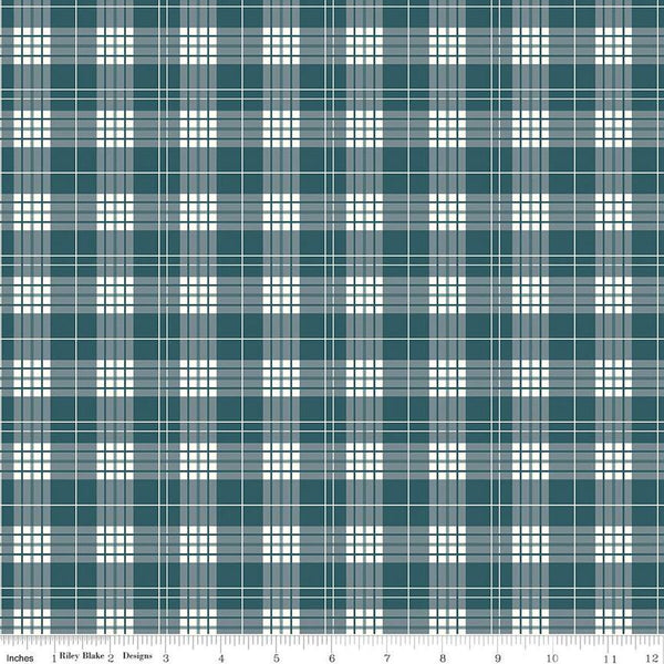 Fat Quarter End of Bolt - CLEARANCE Ally's Garden Plaid C13242 Colonial Blue by Riley Blake - Quilting Cotton Fabric