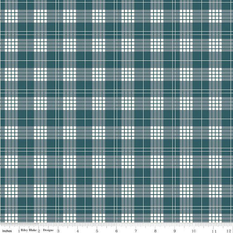 Fat Quarter End of Bolt - CLEARANCE Ally's Garden Plaid C13242 Colonial Blue by Riley Blake - Quilting Cotton Fabric