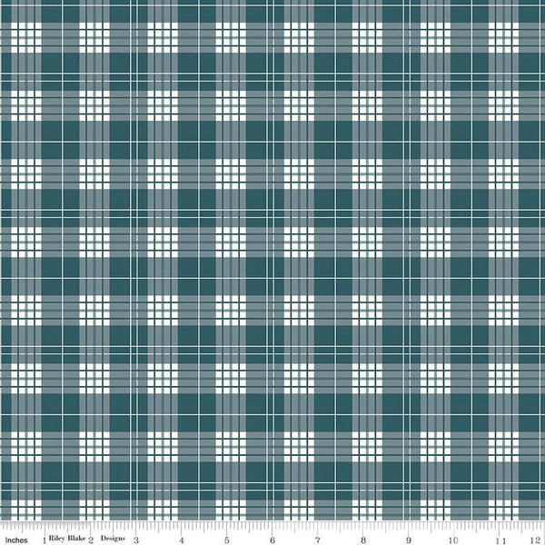 Fat Quarter End of Bolt - CLEARANCE Ally's Garden Plaid C13242 Colonial Blue by Riley Blake - Quilting Cotton Fabric