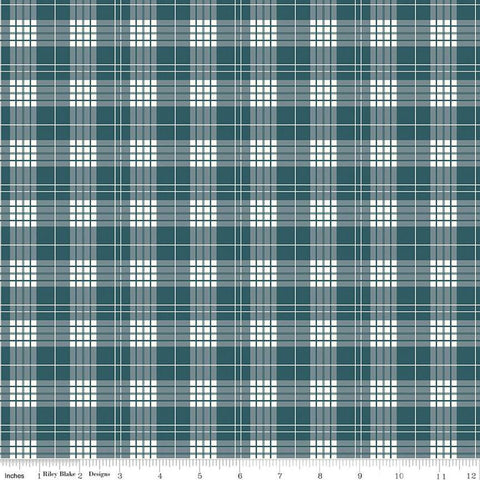 Fat Quarter End of Bolt - CLEARANCE Ally's Garden Plaid C13242 Colonial Blue by Riley Blake - Quilting Cotton Fabric