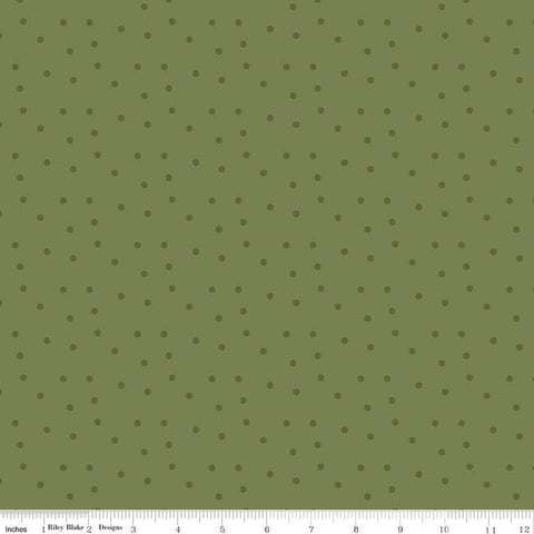 Fat Quarter End of Bolt Piece - Ally's Garden Vines C13245 Olive by Riley Blake Designs - Polka Dot Dotted - Quilting Cotton Fabric