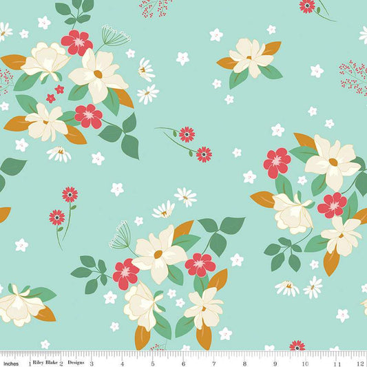 Fat Quarter End of Bolt - SALE Sweet Acres Main C13210 Songbird by Riley Blake Designs - Floral Flowers - Quilting Cotton Fabric